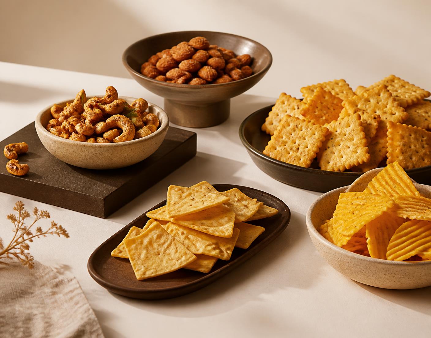 KushiCrunch.com premium food brand domain for sale — artisanal crunchy snacks styled on a cream surface